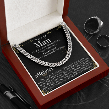 To My Man Chain Necklace for Him, Romantic Birthday Gifts for Him Christmas, Best Jewelry for Men, Jewelry for Him Romantic, To My Man #0946