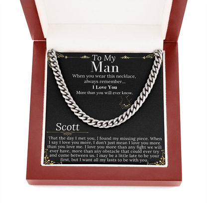 To My Man Chain Necklace for Him, Romantic Birthday Gifts for Him Christmas, Best Jewelry for Men, Jewelry for Him Romantic, To My Man #0946 scott