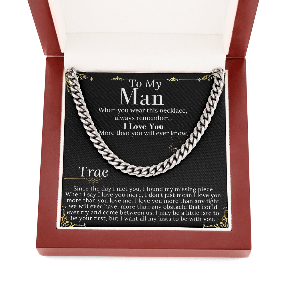 To My Man Chain Necklace for Him, Romantic Birthday Gifts for Him Christmas, Best Jewelry for Men, Jewelry for Him Romantic, To My Man #0946 Trae