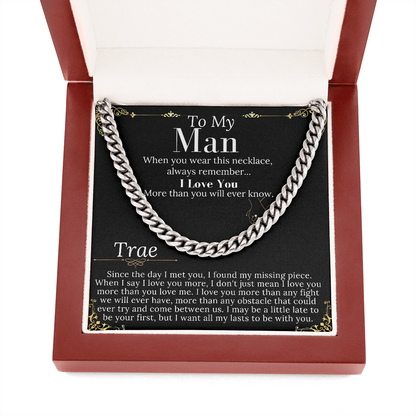 To My Man Chain Necklace for Him, Romantic Birthday Gifts for Him Christmas, Best Jewelry for Men, Jewelry for Him Romantic, To My Man #0946 Trae
