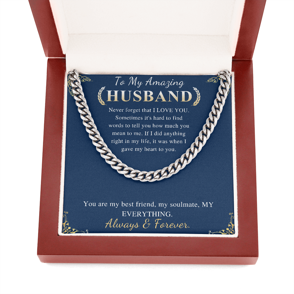 Anniversary Gift For Husband Valentines Day Gift For Him, To My Husband Birthday Gift from Wife,Chain Necklace For Husband With Message Card