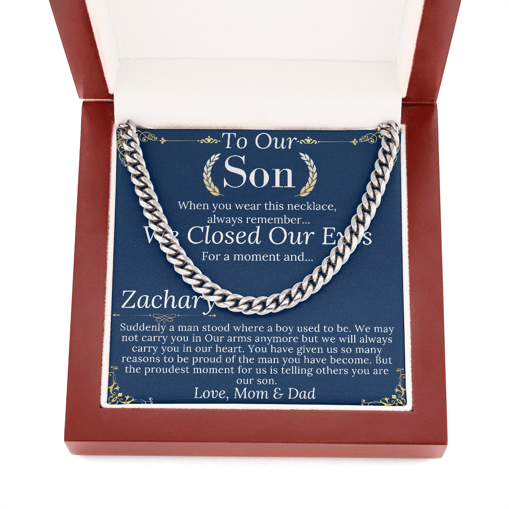 Son Christmas Gift, Sentimental Son Gifts from Mom, Son Chain Necklace, Mother to Son Gifts, Son Birthday, Gifts for Son from Mother #0974 Zachary