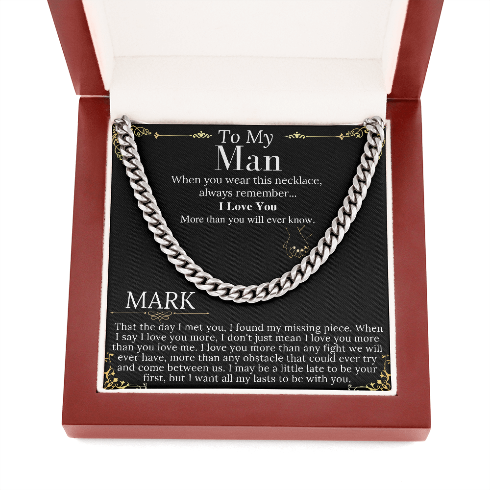 To My Man Chain Necklace for Him, Romantic Valentines Day Gifts for Him Christmas, Best Jewelry for Men, Jewelry for Him Romantic Birthday mark