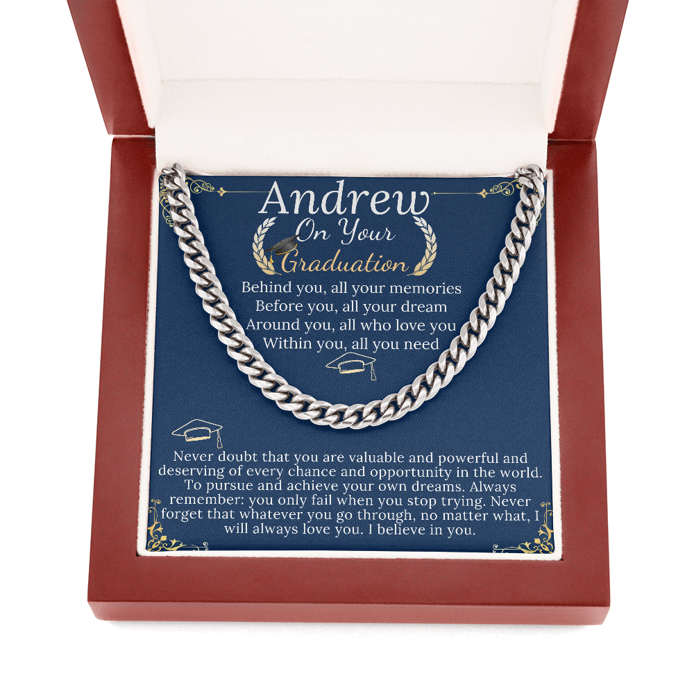 Son Graduation Gifts from Mom & Dad, Chain Necklace Graduation Gifts for Son, High School Graduation Gifts For him, College Graduation Gift andrew