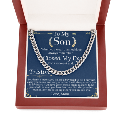 Son Christmas Gift, Sentimental Son Gifts from Mom, Son Chain Necklace, Mother to Son Gifts, Son Birthday, Gifts for Son from Mother #0974 triston