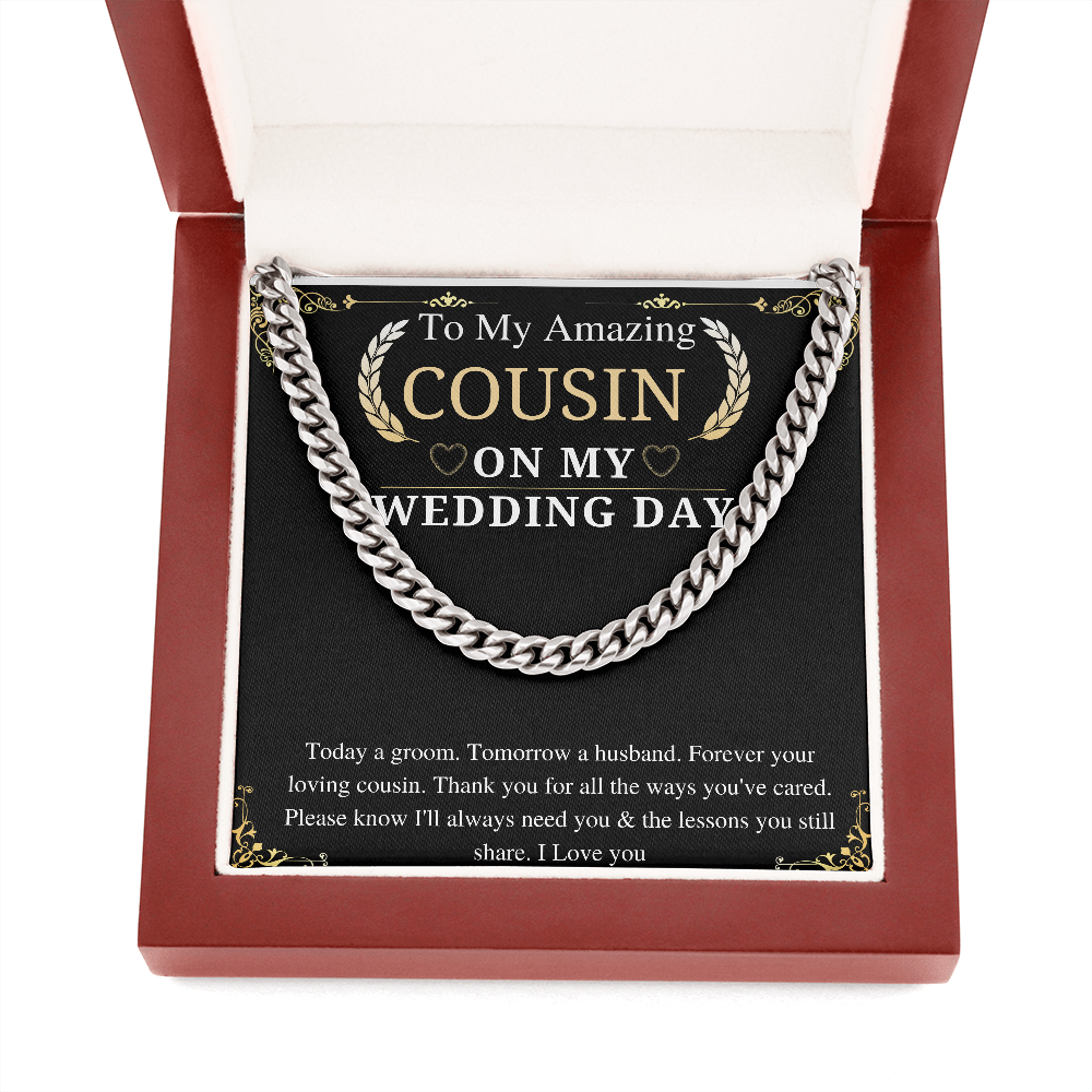 Gift for Cousin On Wedding Day, Gifts From Groom, Chain Necklace gift To Cousin Of The Groom Wedding Gift From Groom To Cousin, gift for him