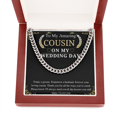 Gift for Cousin On Wedding Day, Gifts From Groom, Chain Necklace gift To Cousin Of The Groom Wedding Gift From Groom To Cousin, gift for him