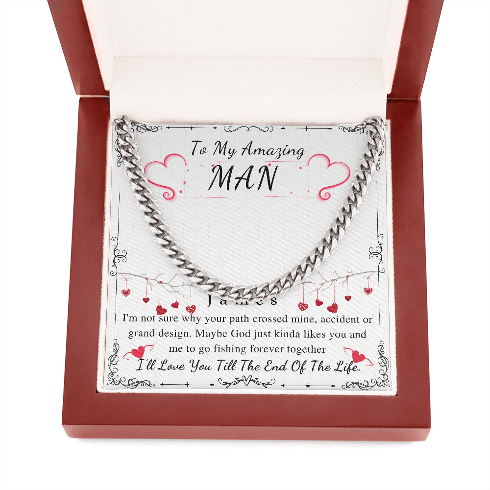 To My Man Chain Necklace for Him, Personalized Valentines Day Gift For Him, For Husband, Fiance, Boyfriend, Romantic Birthday Gifts for Him