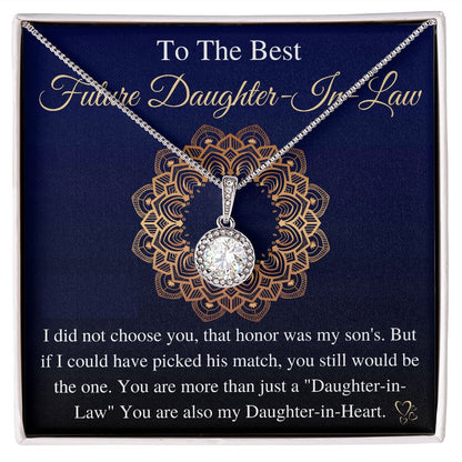 Meaningful Jewelry Gifts For To My Future Daughter-In-Law, Bonus Daughter Gift, Future Daughter-In-Law Necklace, from mother in law, keepsake gift, future son's wife e with Message Card