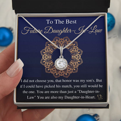 Meaningful Jewelry Gifts For To My Future Daughter-In-Law, Bonus Daughter Gift, Future Daughter-In-Law Necklace, from mother in law, keepsake gift, future son's wife e with Message Card