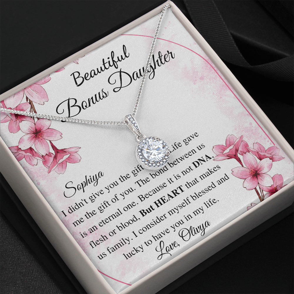 To my Bonus Daughter Beautiful Necklace, Stepdaughter Gift, Bonus Daughter Birthday Gift, Gift for Bonus Daughter, Daughter in Law