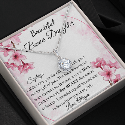 To my Bonus Daughter Beautiful Necklace, Stepdaughter Gift, Bonus Daughter Birthday Gift, Gift for Bonus Daughter, Daughter in Law