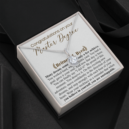 Personalized Masters Graduation Gift, Graduation Gift Masters, Grad Gift Necklace For Her, Masters Degree Graduation, Master Degree Necklace Britney