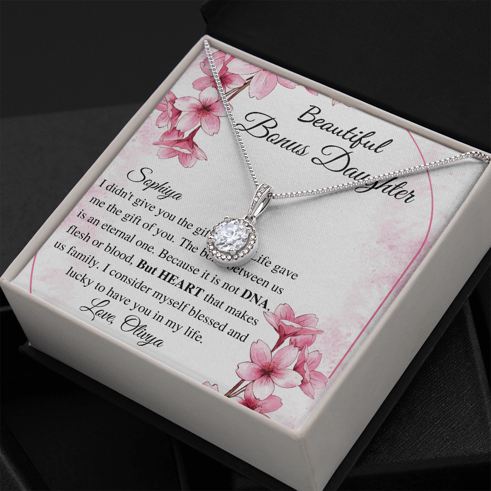 To my Bonus Daughter Beautiful Necklace, Stepdaughter Gift, Bonus Daughter Birthday Gift, Gift for Bonus Daughter, Daughter in Law