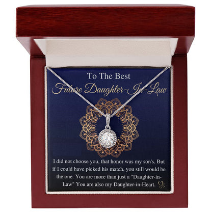 Meaningful Jewelry Gifts For To My Future Daughter-In-Law, Bonus Daughter Gift, Future Daughter-In-Law Necklace, from mother in law, keepsake gift, future son's wife e with Message Card