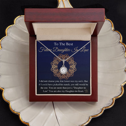 Meaningful Jewelry Gifts For To My Future Daughter-In-Law, Bonus Daughter Gift, Future Daughter-In-Law Necklace, from mother in law, keepsake gift, future son's wife e with Message Card
