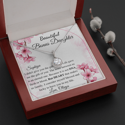 To my Bonus Daughter Beautiful Necklace, Stepdaughter Gift, Bonus Daughter Birthday Gift, Gift for Bonus Daughter, Daughter in Law