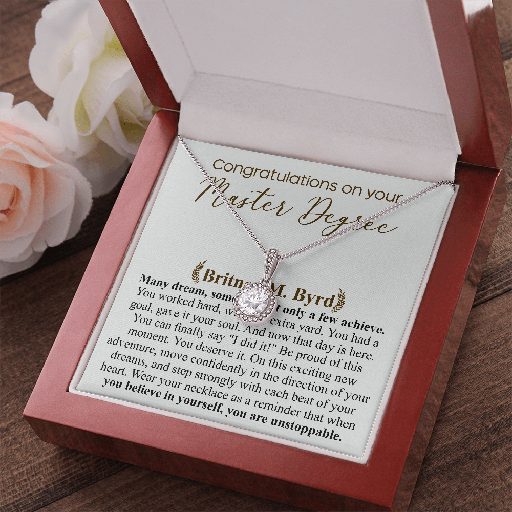 Personalized Masters Graduation Gift, Graduation Gift Masters, Grad Gift Necklace For Her, Masters Degree Graduation, Master Degree Necklace Britney