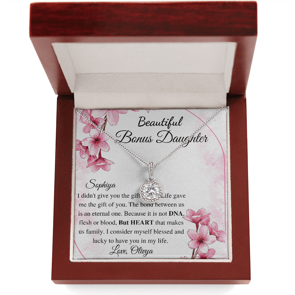 To my Bonus Daughter Beautiful Necklace, Stepdaughter Gift, Bonus Daughter Birthday Gift, Gift for Bonus Daughter, Daughter in Law