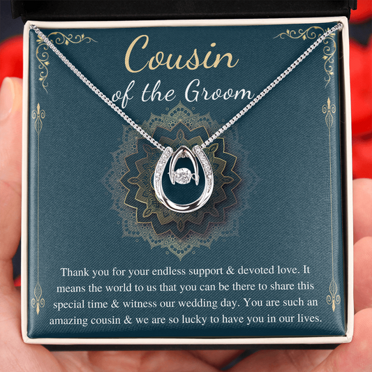Cousin Of The Groom Necklace, Cousin Of The groom Gift Wedding Day from Bride & Groom, Thank You Gift for Cousin, Cousin Wedding Gift