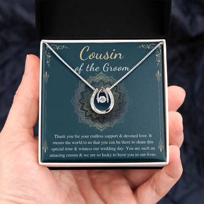 Cousin Of The Groom Necklace, Cousin Of The groom Gift Wedding Day from Bride & Groom, Thank You Gift for Cousin, Cousin Wedding Gift