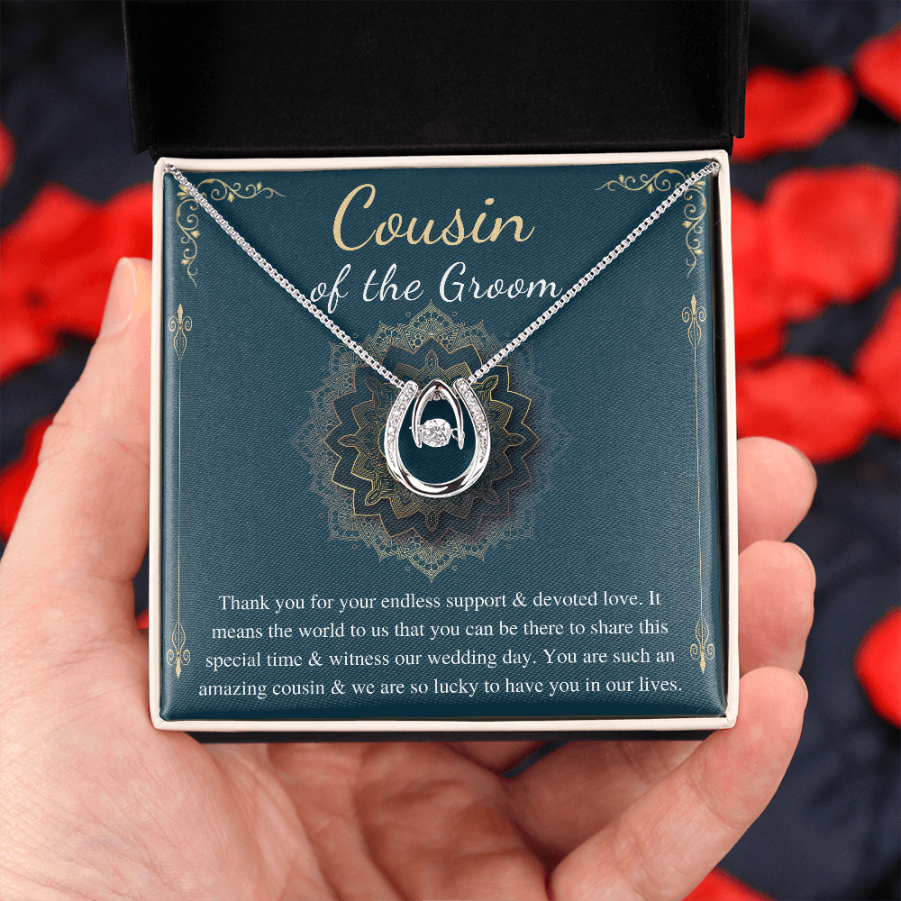 Cousin Of The Groom Necklace, Cousin Of The groom Gift Wedding Day from Bride & Groom, Thank You Gift for Cousin, Cousin Wedding Gift