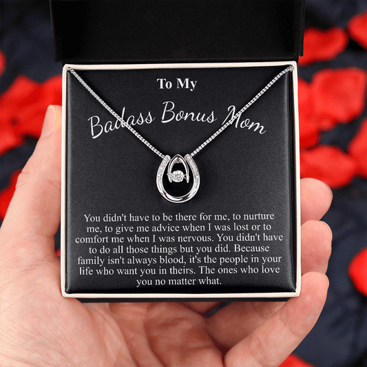 Meaningful Jewelry Gifts Lucky Necklace Personalized Mother's Day gift for Step Mom Necklace, Step Mother gift for Mothers Day, Jewelry for badass Bonus mom from stepdaughter and son