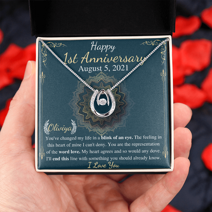 1st Anniversary gift For Girlfriend, Necklace Gift for Girlfriend, Anniversary Gift from Boyfriend, Personalized Message Card with Jewelry