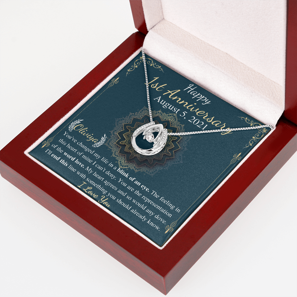 1st Anniversary gift For Girlfriend, Necklace Gift for Girlfriend, Anniversary Gift from Boyfriend, Personalized Message Card with Jewelry