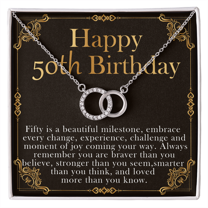 happy 50th birthday interlocking circle