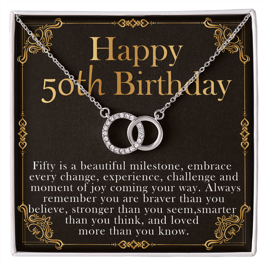 happy 50th birthday interlocking circle