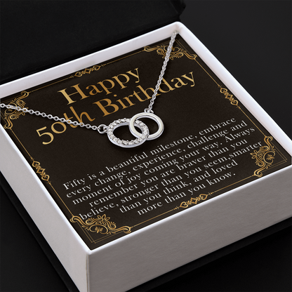 happy 50th birthday interlocking circle