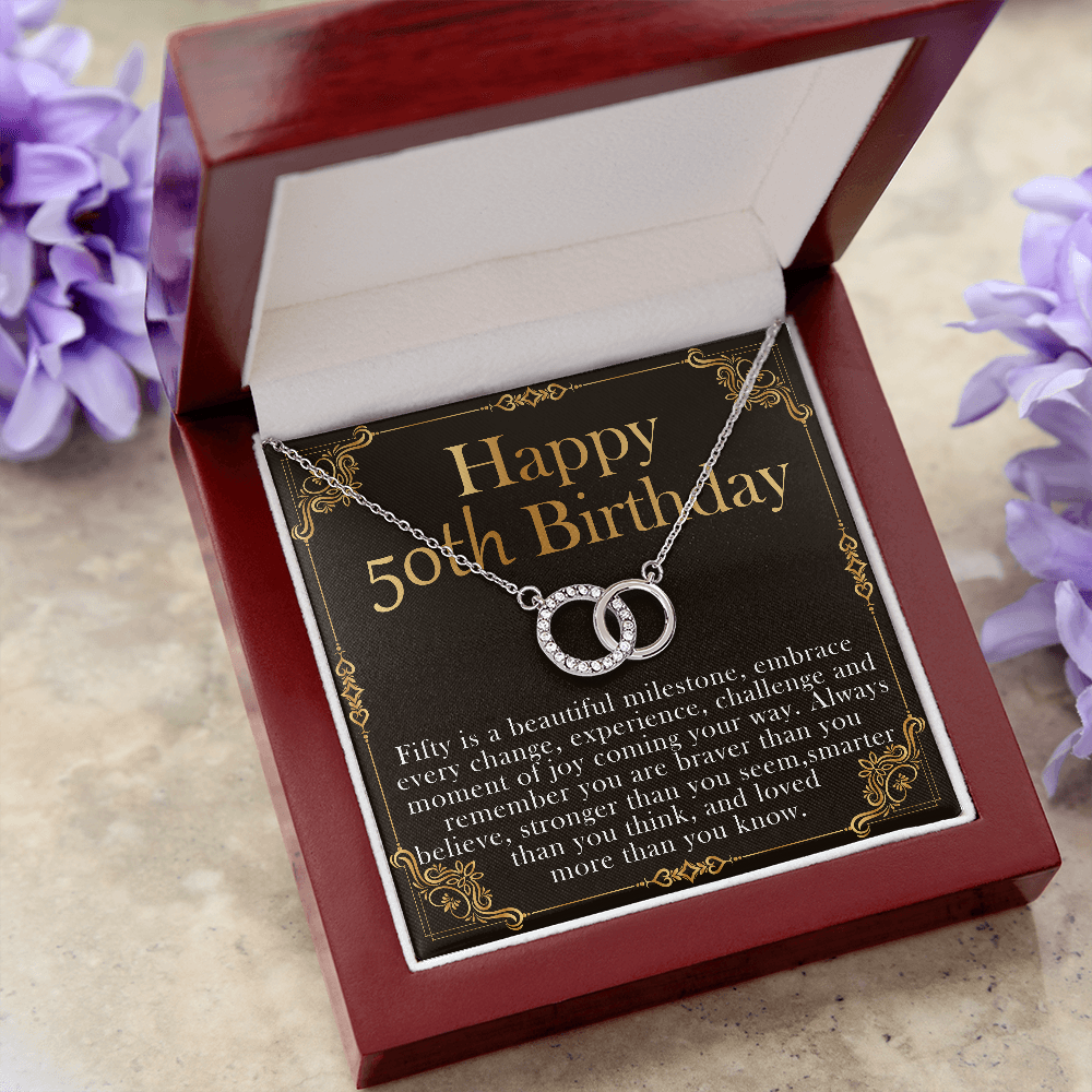 happy 50th birthday interlocking circle