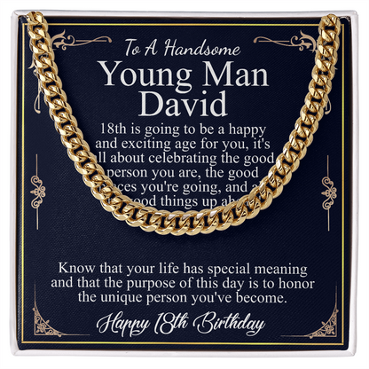 18th Birthday Gift For Him, 18th Birthday Present For Man, Personalized Gift for 18 Year Old Male, 18th Birthday Gift Son from Mom, Dad david