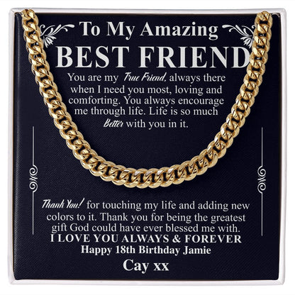 To My Male Best Friend Curb Chain Necklace, Birthday Gift for Guy Friend, Birthday Gift for Male Best Friend, Male Friend Gifts Ideas Cay