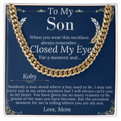 Son Christmas Gift, Sentimental Son Gifts from Mom, Son Chain Necklace, Mother to Son Gift, Son Birthday,Valentine Gifts for Son from Mother koby