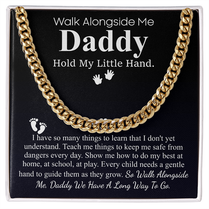 Meaningful Jewelry Gift Fathers Day Gift From Kids, Custom First Father's Day, Daddy Cuban Chain from Baby, from Wife, Best Dad Ever, 1st Father's Day Necklace Gift, Gift from New Born with Messege Card