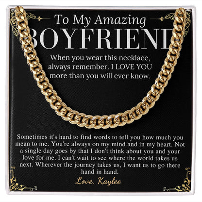 Meaningful jewelry Gift Chain Necklace For Anniversary to Boyfriend from Girlfriend with Personalized Message Card kaylee