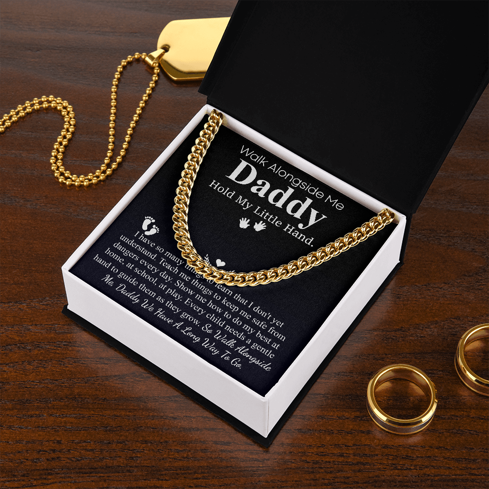 Meaningful Jewelry Gift Fathers Day Gift From Kids, Custom First Father's Day, Daddy Cuban Chain from Baby, from Wife, Best Dad Ever, 1st Father's Day Necklace Gift, Gift from New Born with Messege Card