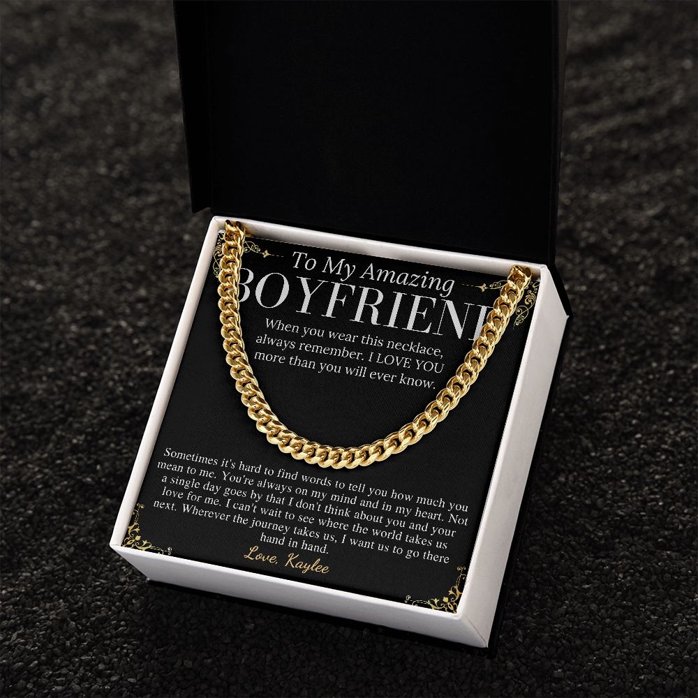 Meaningful jewelry Gift Chain Necklace For Anniversary to Boyfriend from Girlfriend with Personalized Message Card kaylee