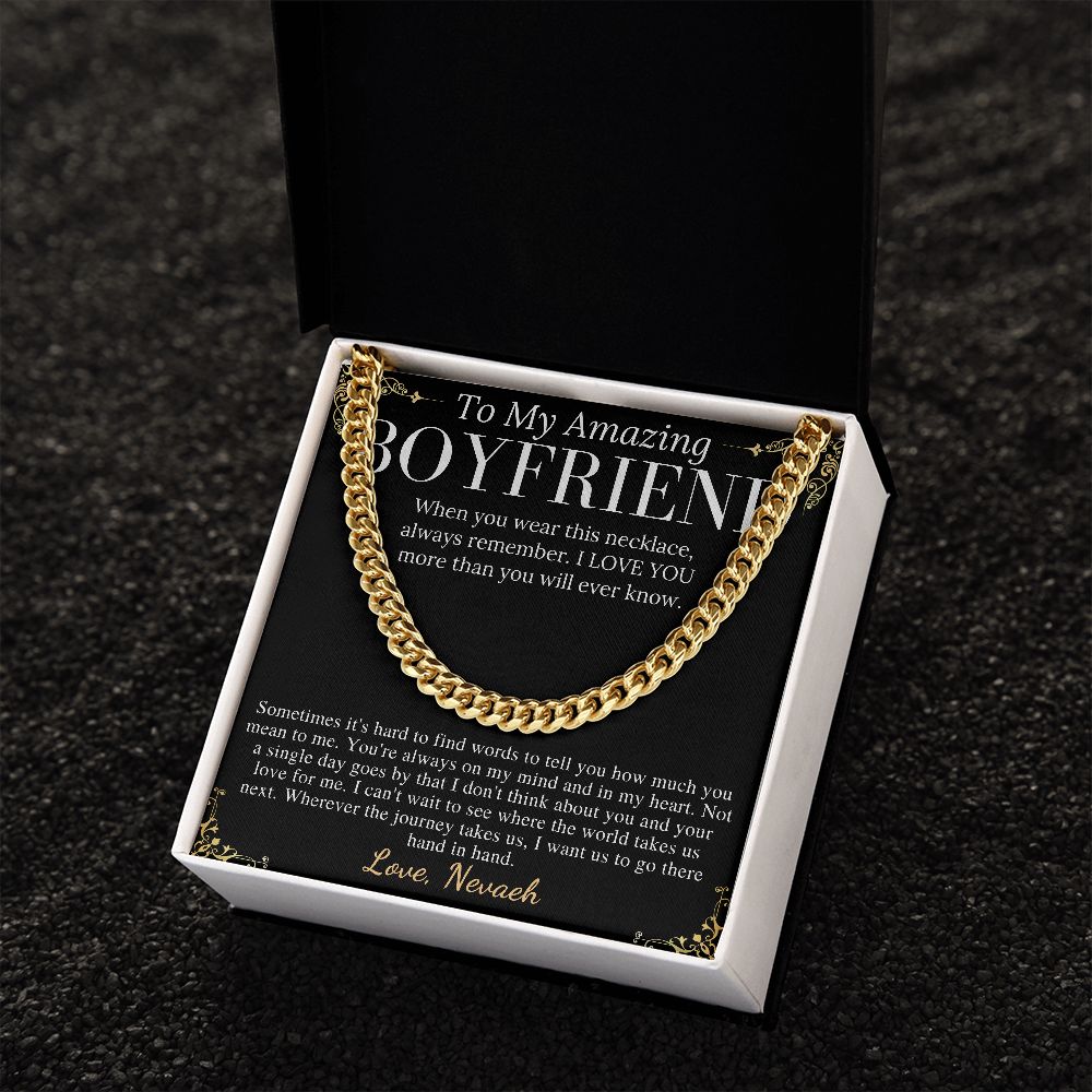 Meaningful jewelry Gift Chain Necklace For Anniversary to Boyfriend from Girlfriend with Personalized Message Card nevaeh