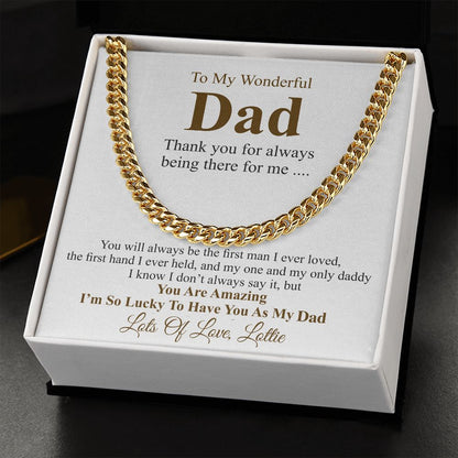 Personalized Christmas gift from daughter, Father's Day Chain Necklace, To My Dad Gift, Papa Gift, Chain For Dad, Dad Birthday Gift lottie