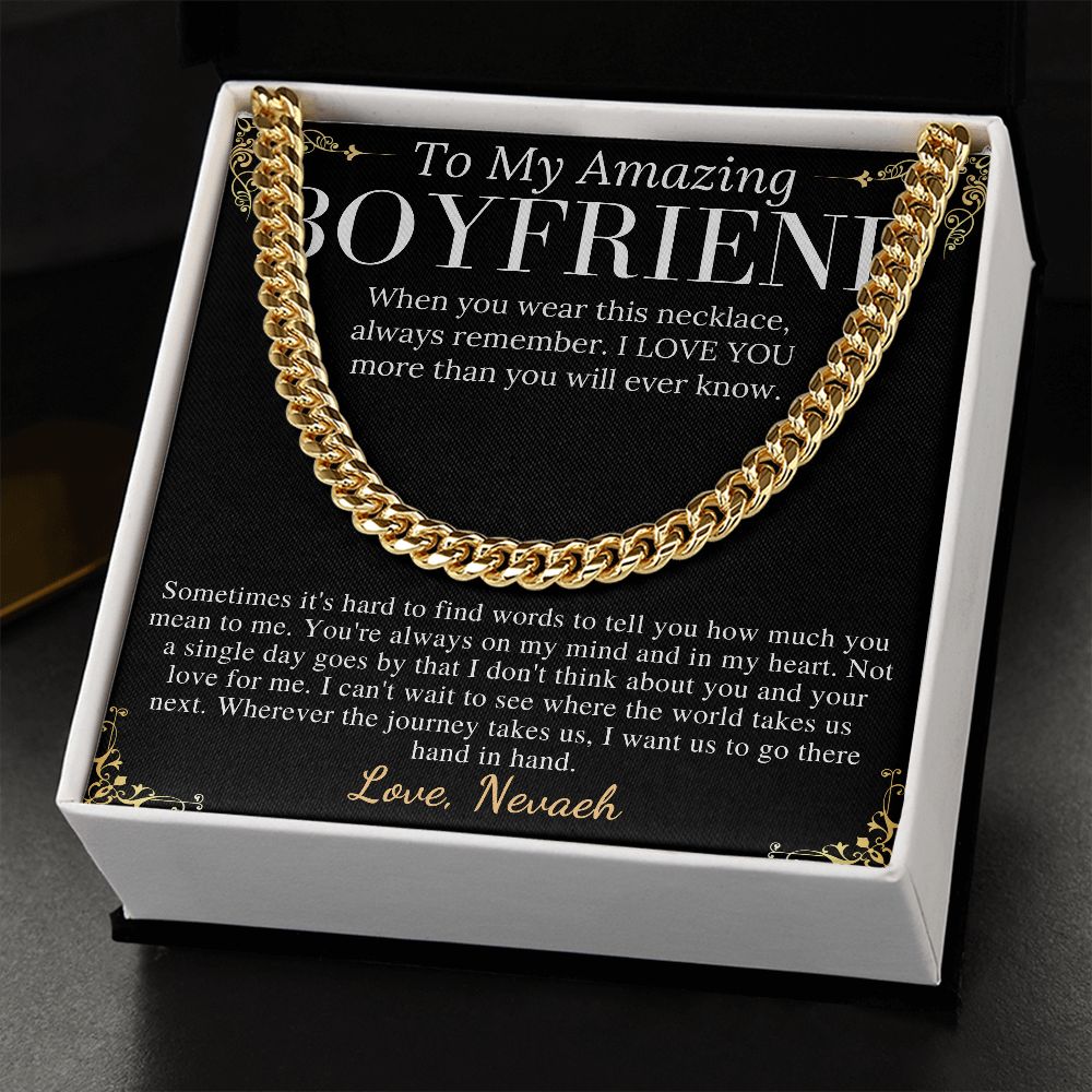 Meaningful jewelry Gift Chain Necklace For Anniversary to Boyfriend from Girlfriend with Personalized Message Card nevaeh