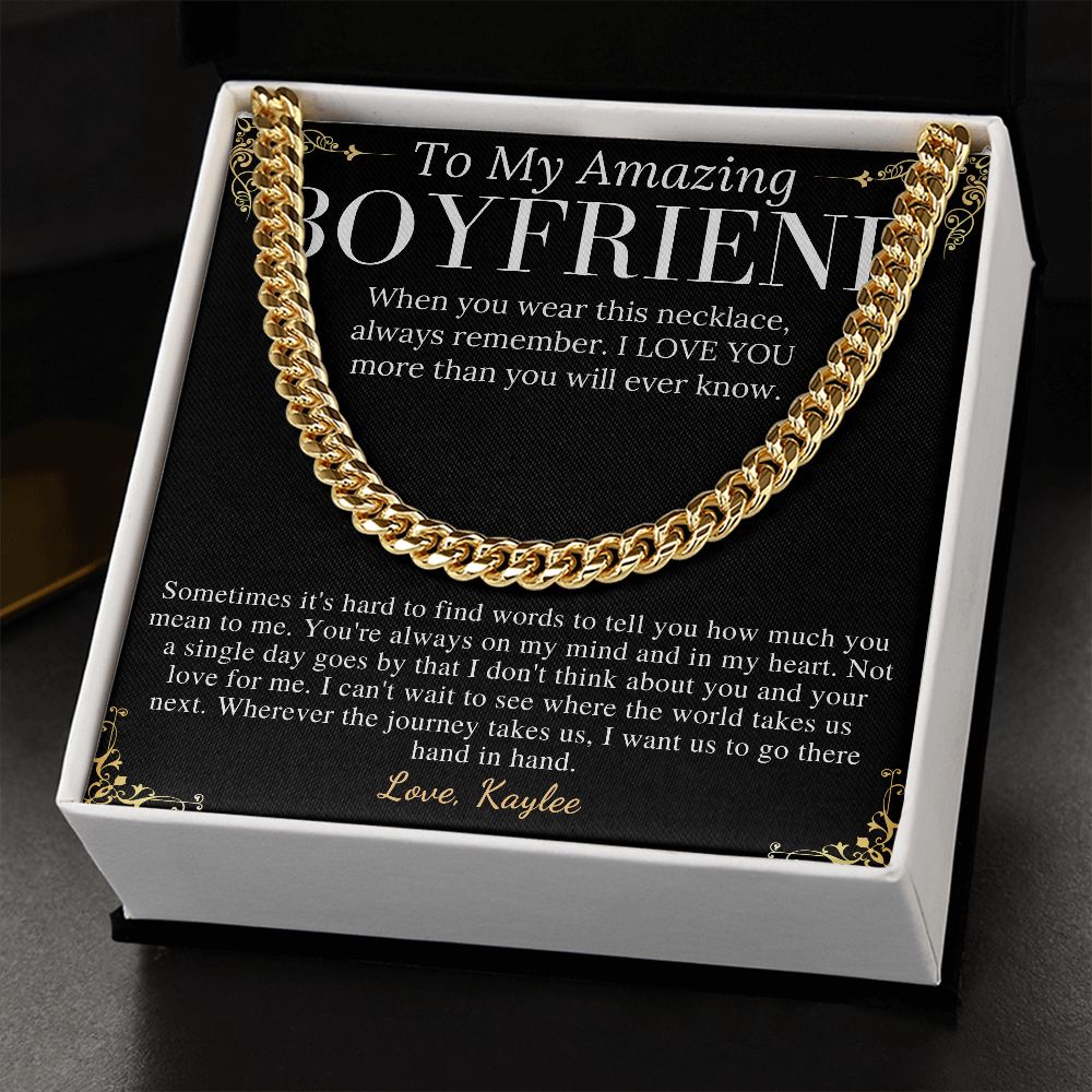 Meaningful jewelry Gift Chain Necklace For Anniversary to Boyfriend from Girlfriend with Personalized Message Card kaylee
