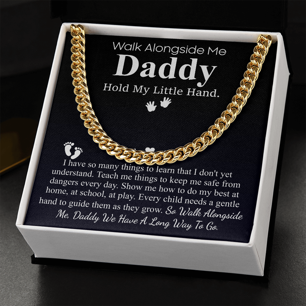 Meaningful Jewelry Gift Fathers Day Gift From Kids, Custom First Father's Day, Daddy Cuban Chain from Baby, from Wife, Best Dad Ever, 1st Father's Day Necklace Gift, Gift from New Born with Messege Card