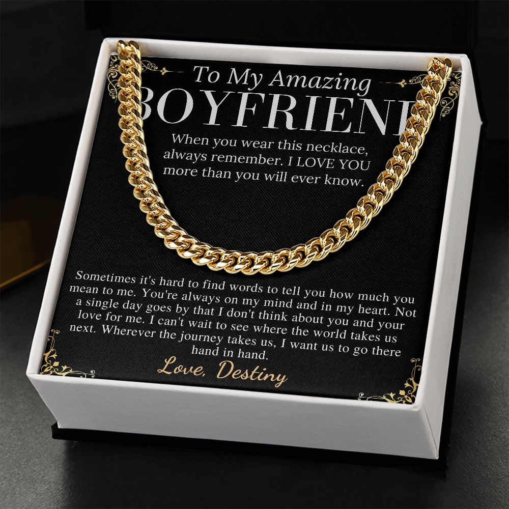 Meaningful jewelry Gift Chain Necklace For Anniversary to Boyfriend from Girlfriend with Personalized Message Card Destiny