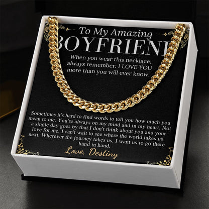 Meaningful jewelry Gift Chain Necklace For Anniversary to Boyfriend from Girlfriend with Personalized Message Card Destiny