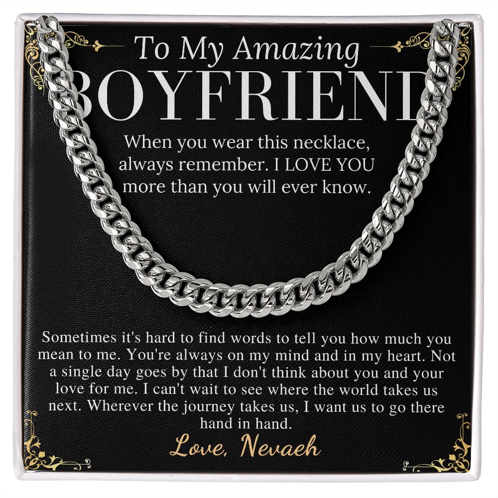 Meaningful jewelry Gift Chain Necklace For Anniversary to Boyfriend from Girlfriend with Personalized Message Card nevaeh