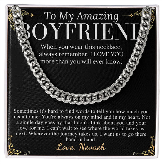 Meaningful jewelry Gift Chain Necklace For Anniversary to Boyfriend from Girlfriend with Personalized Message Card nevaeh