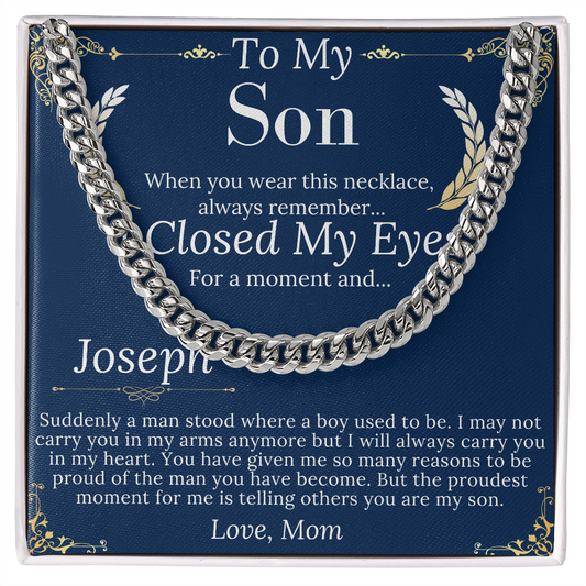 Son Christmas Gift, Sentimental Son Gifts from Mom, Son Chain Necklace, Mother to Son Gift, Son Birthday,Valentine Gifts for Son from Mother Joseph